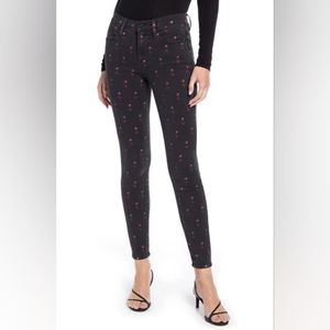 Frame Le High Skinny Heart Jeans in Black Washed Heart Print Size 30‎